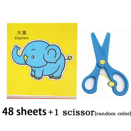 49-91pcs Learn Scissor Skills Cut Paper Craft Toys Safety Scissors Preschool Cutting Practice Activity Book Toddlers Kids Gifts