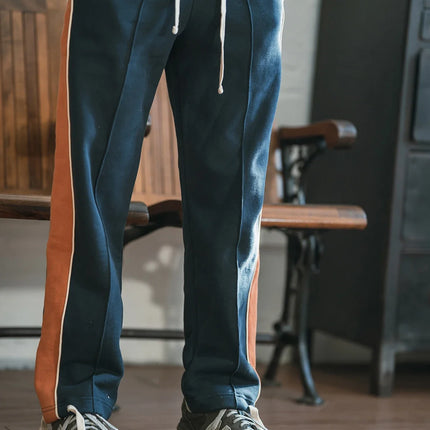 Non Stock 80s Old School Style Two-Tone Sweatpants Mens Cotton Jogging Trousers