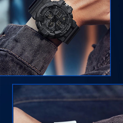 SANDA LED Digital Men Watch G Style Military Sports Electronic Double Display Date waterproof Quartz Watch Relogio Masculino