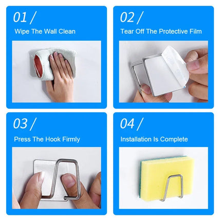 Kitchen Stainless Steel Sink Cover Sponges Holder Self Adhesive Drain Drying Lid Chopping Board Rack Wall Hook Storage Organizer