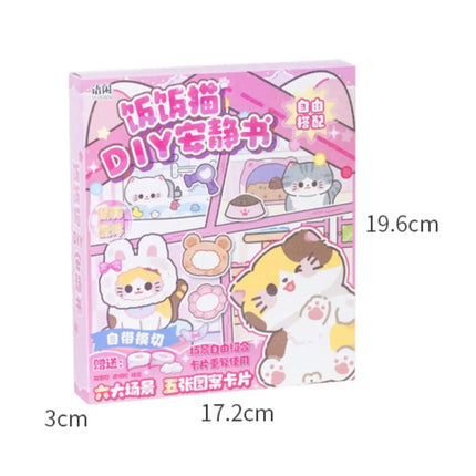 Kawaii Montessori Magnetic Quiet book Paper Handmade Cat Sticker Book Cartoon Hand Ledger DIY Kids Busy Book Toy Children