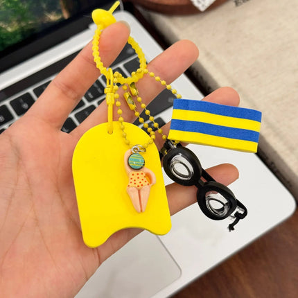 Cute Cartoon Surfing Swimming Girl Boy Pendant Keychain Creativity Bag Charm Backpack Hanging Piece Car Key Chain Chic Gift A712