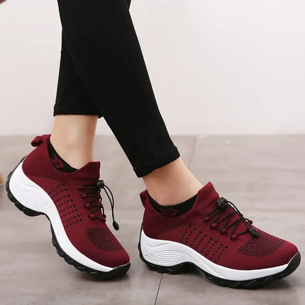 Outdoor Women Walking Sneakers Fashion Jogging Sock Shoes Youth Girls Trainers Breathable Ladies Platform Non-Slip Light Loafers