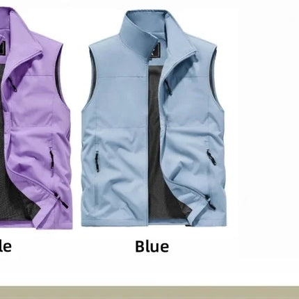 Outdoor workwear jacket Men's breathable lightweight top  Spring and Autumn thin high-end solid color stand-up collar vest