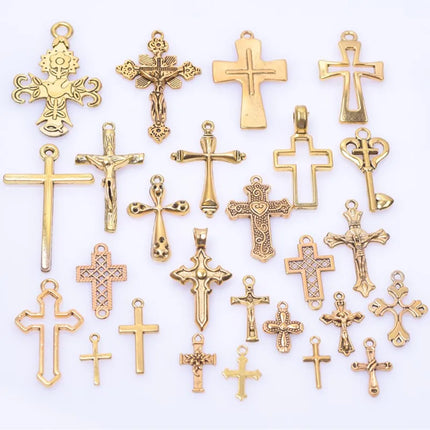10/20/30pcs/Lot Metal Silver Color Cross Charms For Jewelry Making Supplies Christ Accessories Handmade Women/Men Pendant Charm