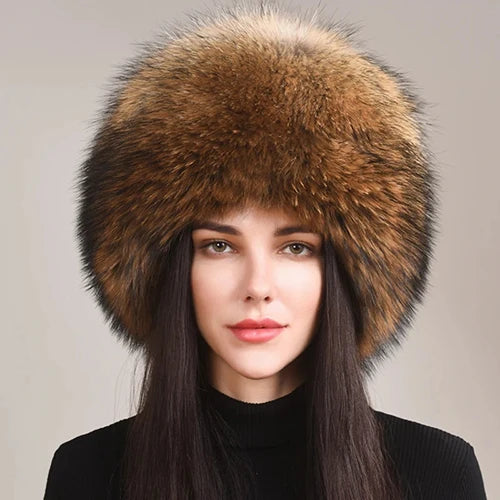 Hot Sale 100% Natural Fox Fur Hat Women Cap Thick Fur Cap Winter Warm Hat Female Fashion For Women Hat With Earmuffs Hat