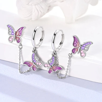 925 Sterling Silver Gold Color Star Moon Chain Stud Earrings for Women Girl Ear Studs Fine Jewelry Fashion Luxury Anniversary