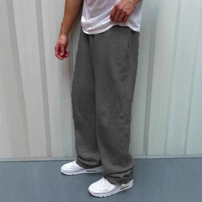 autumn winter man/woman Jogging Straight Sweatpants Street Style wide leg pants Casual Solid colors versatile Loose Men's Pants