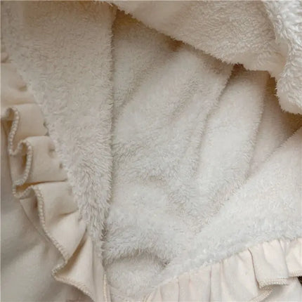 Korean Sweet Kawaii Lolita Fungus Hoodie Cardigans Loose Long Sleeve Sweater Mujer Y2k Street Thicked Warm Woolen Coat Autumn
