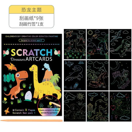 Montessori Painting Note Scratch Art Paper DIY Graffiti Book Children Magic Rainbow Scraping Drawing Notepad Educational Toys
