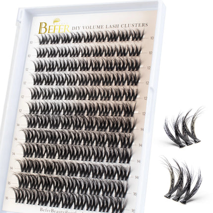 Befer 144pcs Lash Clusters 3D Natural Fluffy Cluster Lashes DIY Lash Extension 10-16mm Hight Quality Soft Super Thin Band Makeup