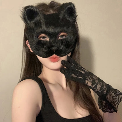 3Pcs/set DIY Handmade Graffiti Half Face Mask Kit Blank Hand Drawn Animal Cat Fox Therian Mask for Party Gifts
