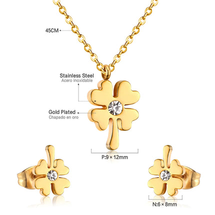 LUXUKISSKIDS Chic Elegant Heart Indian Fine Jewelry Sets Women Wedding Crown Steel Necklace And Earrings bijoux Bulk Wholesale