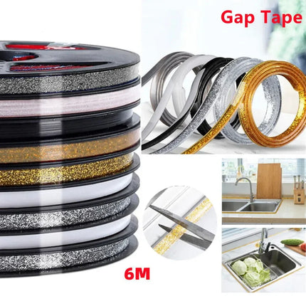 6M Ceramic Tile Gap Tape Kitchen Bathroom Waterproof Beautiful Seam Self-Adhesive Sticker Wall Floor Gap Line Decorative Strip