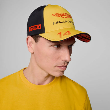 Aston Martin Motorsport Man Racing Hat Fernando Alonso Signature Print Baseball Cap Fashion Outdoor Sports Breathable Sun Hat