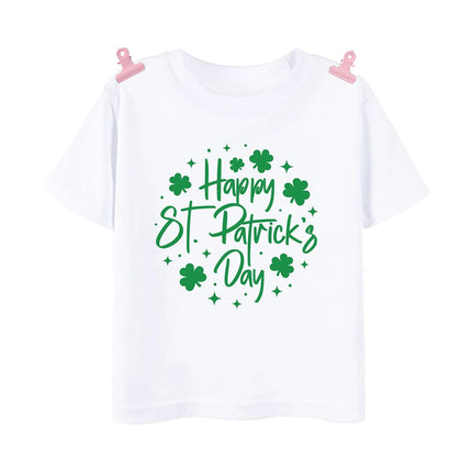 Rainbow Lucky Print Kids Shirts St. Patrick's Day Party Boys Girls Outfit T-shirt Holiday Child Short Sleeve Tops Toddler T Shirt