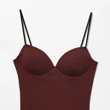 HXAO Sleeveless Slip Top Women Corset Crop Tops Woman Party Bustier Gray Brown Black Top Female Backless Sexy Camisole Bra Top