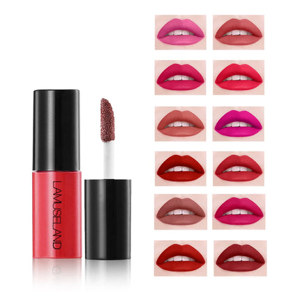 Mini 12 Colors Liquid Lip Gloss Waterproof Non-stick 24 Hours Long Lasting Velvet Matte Lipstick Lip Gloss Cosmetic Makeup Care