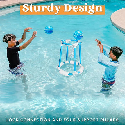 Joyfy Summer Pool Basketball Hoop Toys Floating Basketball Pool Game Swimming Floats Toys with Balls for Kids Adults Pool Party