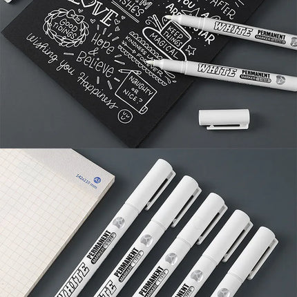 New 1/2/3PCS Waterproof Metal Marker Permanent White Paint Pen Washing Art Painting Graffiti Pens Fabric Wood Leather Marker1MM
