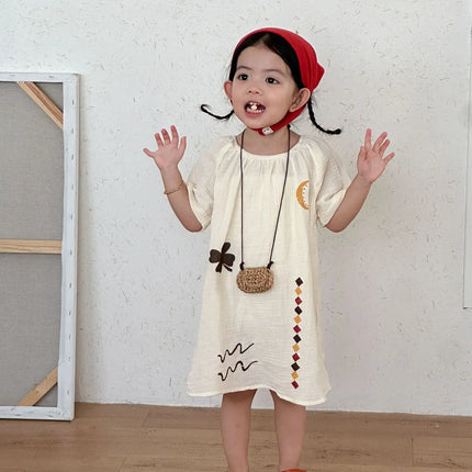 RAISE 2026 Summer Siblings Attires Children Pure Cotton Pajamas Set Kids Boys Tees+shorts Homewear Suit Kids Girls Print Dress