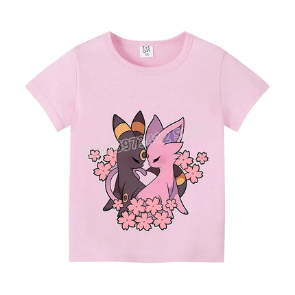 Pokemon Pikachu Boy Girl T Shirt Cute Cartoon Baby Clothes Squirtle Gengar T-Shirts Charmander Eevee Print Tees Kids Summer Tops