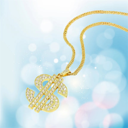 Hip Hop Costume Dollar Necklace Ring Cool Rock Costume Adjustable Dollar Sign Pendant Necklace Hip Hop Dollar Ring for Men Women