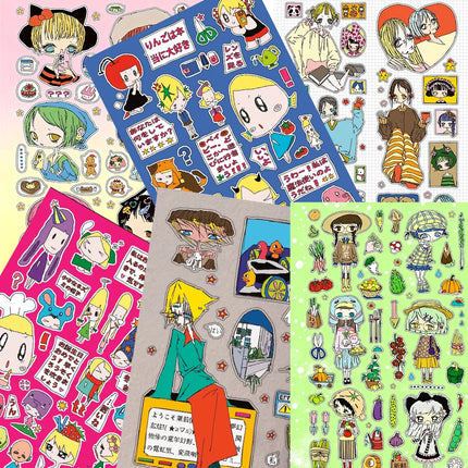 Abstract Style Stickers Cute Cartoon Gilrl Dairly Collage Characters Guka Stickers DIY Decorative Handbook