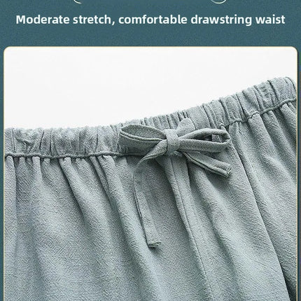 Men's Spring Summer Chinese Style Cotton Linen Long Sleeve Two-Piece Set Traditional Clothing Loose Fit Square Collar Shirt