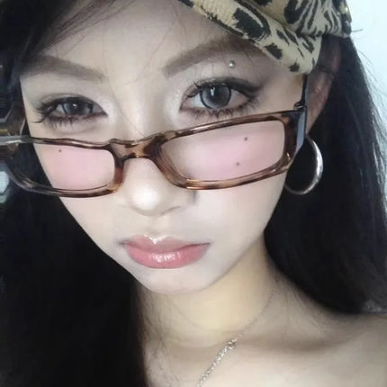 Black Square Small Frame Glasses for Women Men Y2K Japanese Harajuku Anti Blue Light Glasses Eyeglasses Cosplay Eyewear props