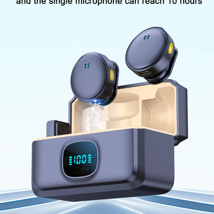 KEBIDU Wireless Lavalier Microphone Double Noise Reduction HiFi Sound 1 to 2 Mini Magnetic Mic For Video Recorde Live Streaming