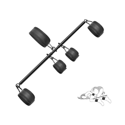 Adjustable Spreader Bar Bondage Set – Hand & Ankle Cuffs with Collar for Couples’ BDSM Play (Adult Use Only)
