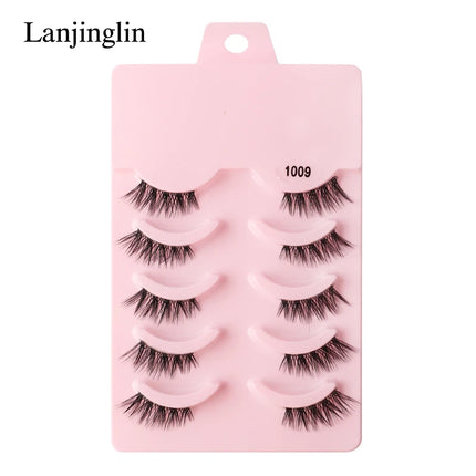 Half Eey Lashes 3/5/10 Pairs New Faux Mink Lashes Natural False Eyelashes Wispy Fluffy Eyelash Extension Makeup Half Lashes Tool
