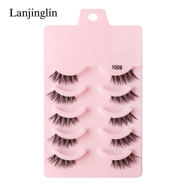 Half Eey Lashes 3/5/10 Pairs New Faux Mink Lashes Natural False Eyelashes Wispy Fluffy Eyelash Extension Makeup Half Lashes Tool