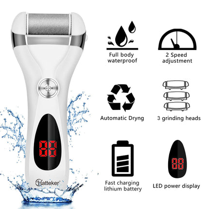 Hatteker Electric Foot File Callus Remover - Rechargeable Pedicure Tool for Hard Dry Skin Home Care Kit