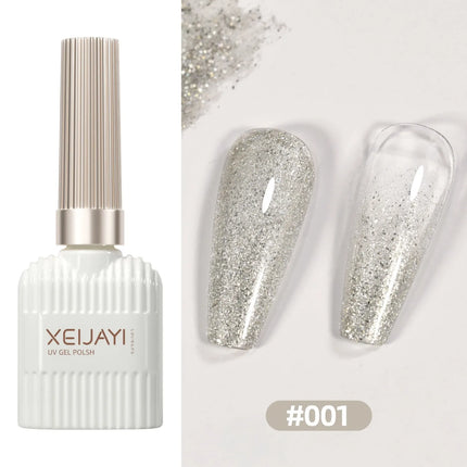 6pcs Shell Fragments Translucency Reflective Gel Nail Polish Reflective Glitter Semi Permanent Soak Off UV Gel Nail Art Varnish