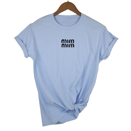 Cotton T-Shirt for Women's Short Sleeve Summer Print Top Fashion Trend Tee Round Neck Clothes