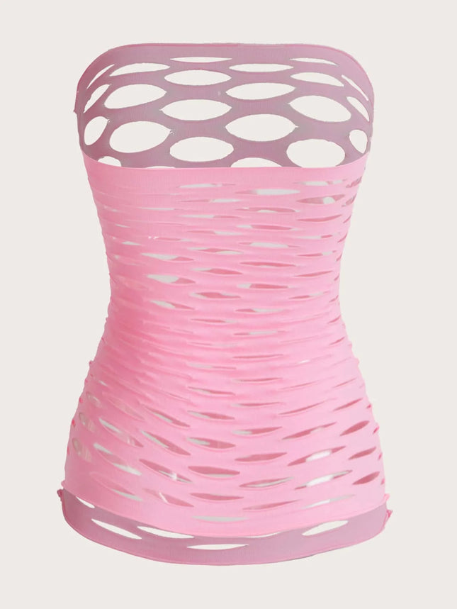 ROMWE Kawaii Sexy Super Elastic Hollow Out Lingerie Dress