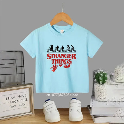 Trendsetting Stranger Things Prints for Summer Cheap Yet Chic O-neck Tees for Boys and Girls Soft Fashionable for Kids