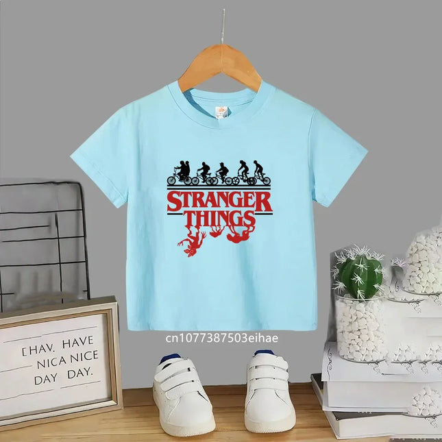 Trendsetting Stranger Things Prints for Summer Cheap Yet Chic O-neck Tees for Boys and Girls Soft Fashionable for Kids