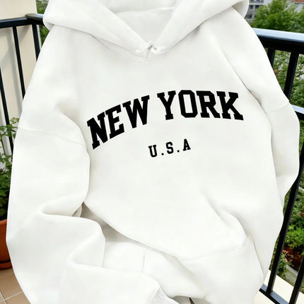Hooded Sweat for Women Casual Cut NEW YORK USA Lettering Sweater Sweat Casual Fashion HipHop Sweat Harajuku Unisex