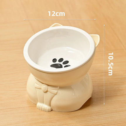 Ceramic Cat Bowl Slanted Mouth Dog Food Feeding Basin Non-slip Pet High Foot Protection Cervical Spine Pet Drink Water Bowl