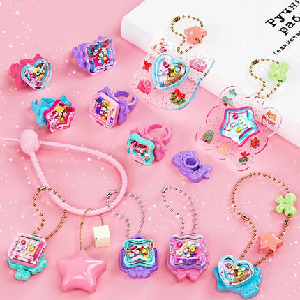Magic Jewelry Making Kit 3D Magic DIY Jewel Rings Keychain Creative Handmade Craft Box Set for Girls Xmas Birthday Gifts
