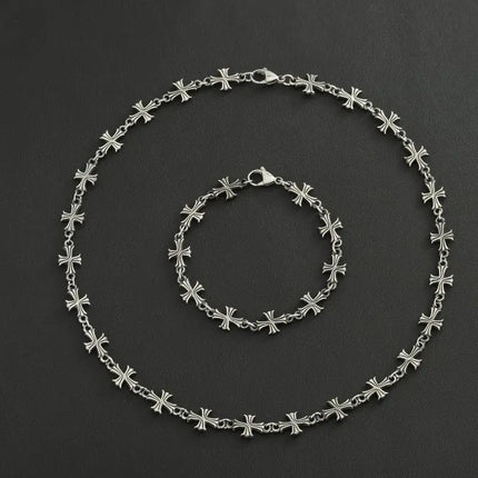 Punk Chain With Cross Necklace For Man Woman Hiphop Crosses Trend Jewelry Premium Clavicle Chain Gothic Bracelet Y2K Accessories