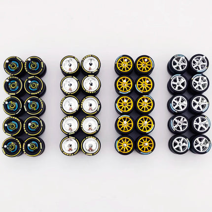 20 Sets 1/64 Wheels Rubber Tires Diameter 9.8mm 11mm 14mm 17mm for Matchbox/Domeka/HW 1:64 Diecast Alloy Car Models