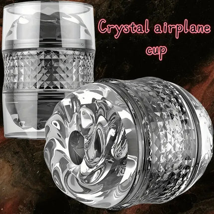 1pc Men'S Fun Adult Toy Transparent Double Channel Cup with 3D Realistic Texture Easy to Clean No Battery Manual Airplane Cup