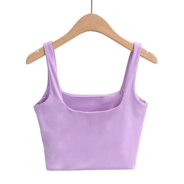 2025 Summer Women Sexy Sleeveless Tops Fashion Short Square Collar Tank Tops 6 Colors