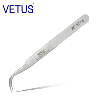 100% VETUS Original ST Series New HRC 38 Ultra Precision 302 Stainless Tweezers Mink Eyelash Extensions Anti Acid Super Fine Tip