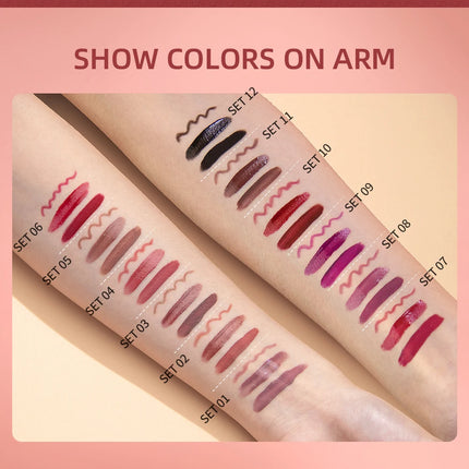 3pcs Matte Liquid Lipstick+Lip Liner Set Lip Glaze Makeup Nude Black Red Velvet Lip Gloss Long Lasting Lip Tint Cosmetics Kits