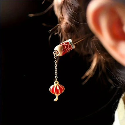 Chinese Style Koi Carrying Lanterns Auspicious Lucky Steps Shaking Ladies' Hairpins Ancient Style Elegant Hair  Hairpins